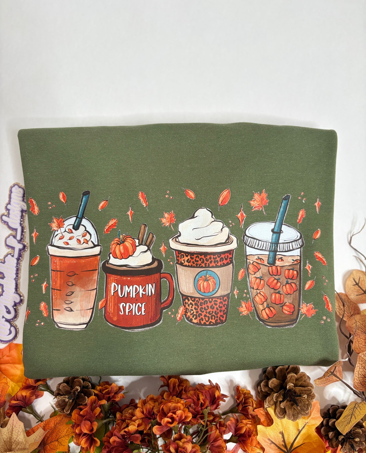 Fall Sweater (Pumpkin spice latte, coffee,Fall leaves)