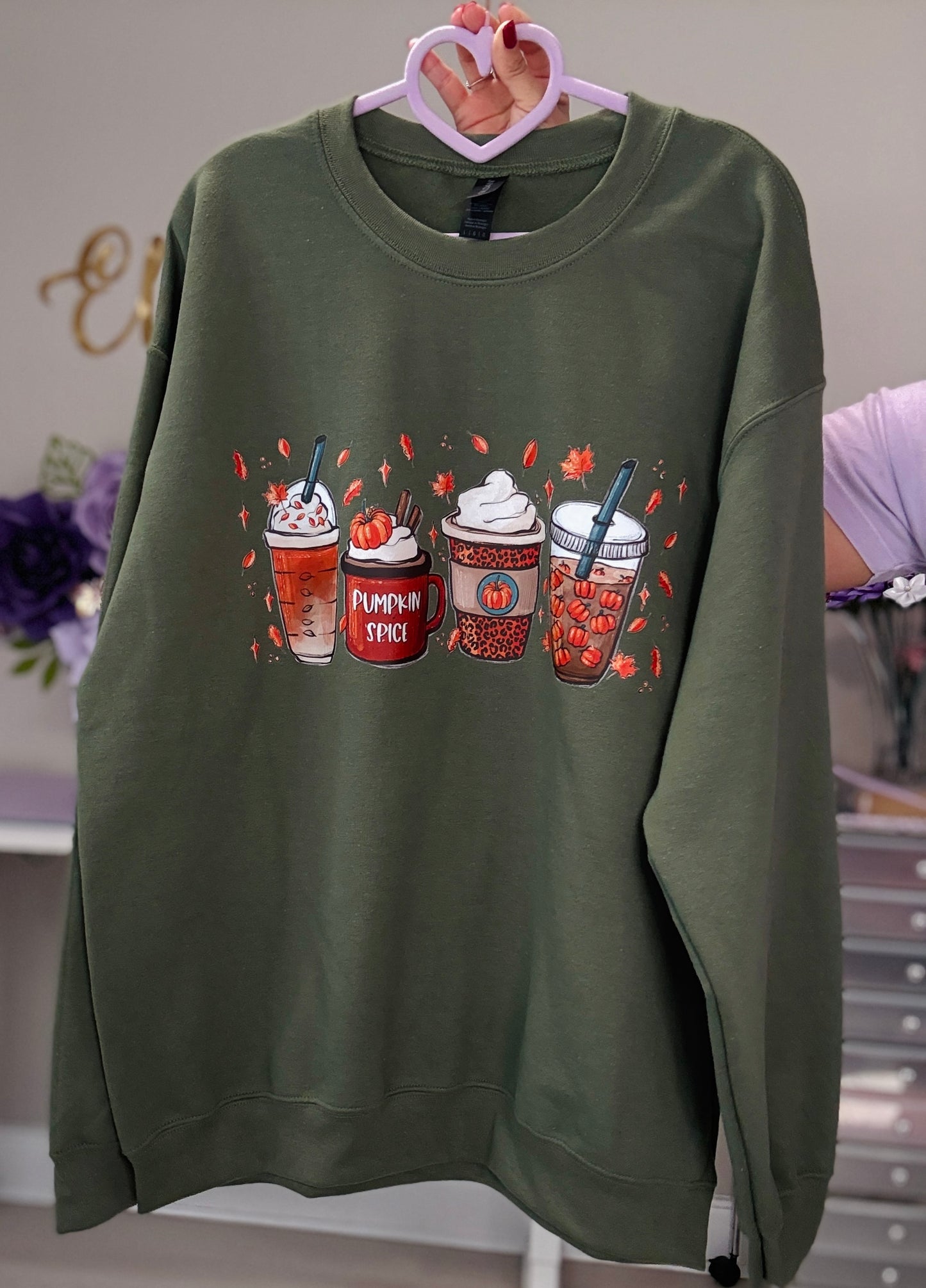 Fall Sweater (Pumpkin spice latte, coffee,Fall leaves)