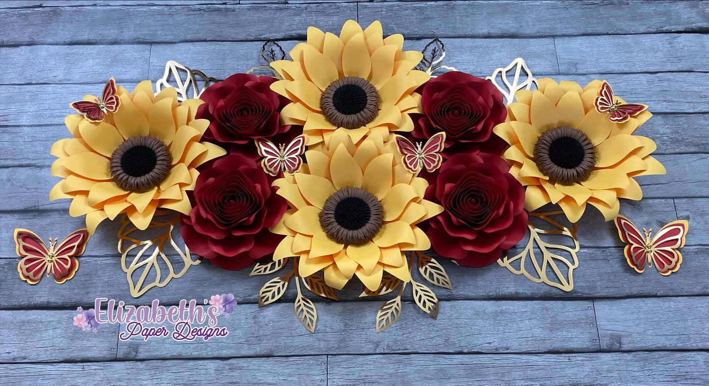 Set of Sunflowers and Roses