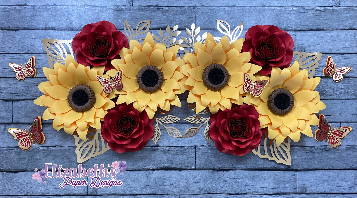 Set of Sunflowers and Roses