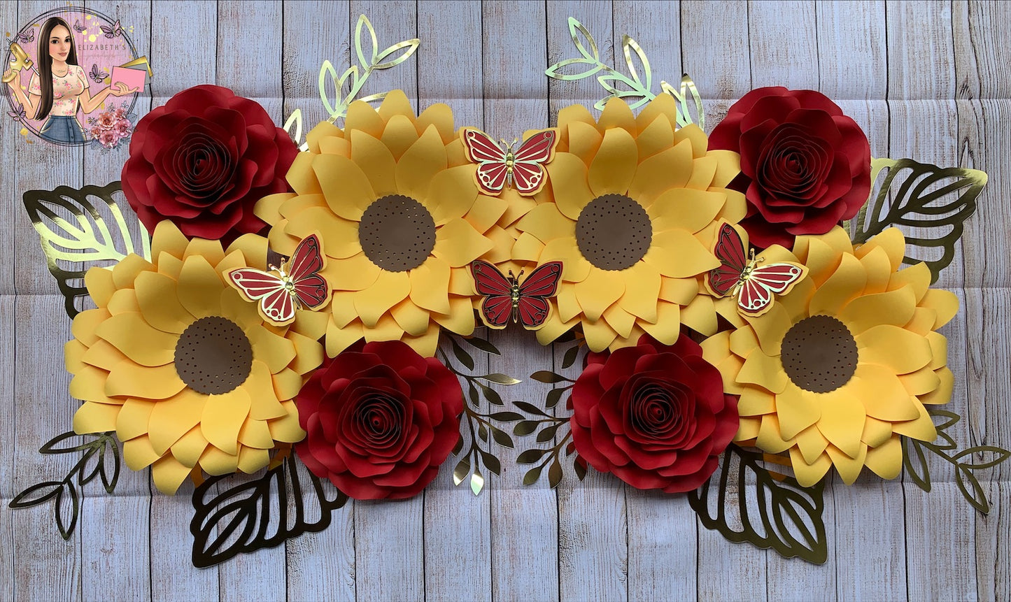 Set of Sunflowers and Roses