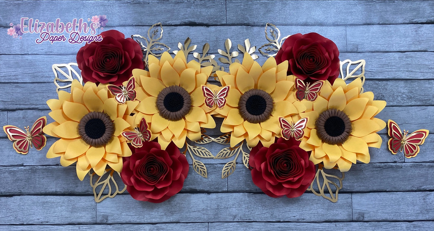 Set of Sunflowers and Roses