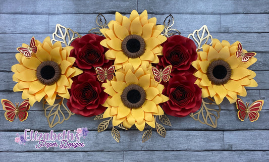 Set of Sunflowers and Roses