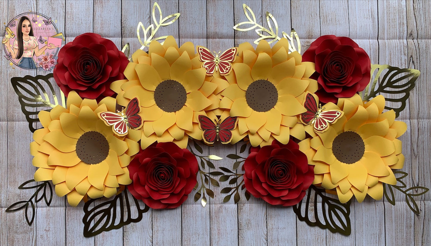 Set of Sunflowers and Roses