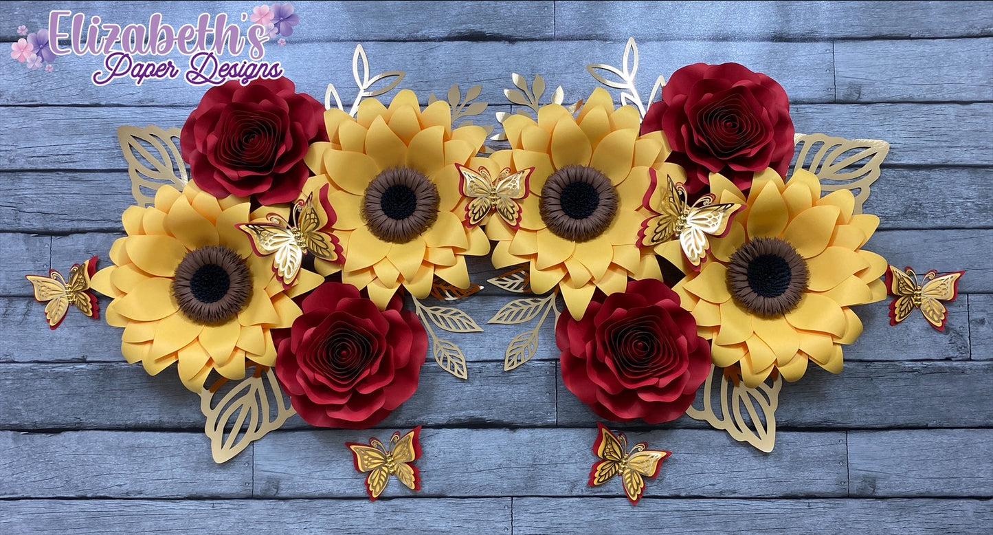 Set of Sunflowers and Roses