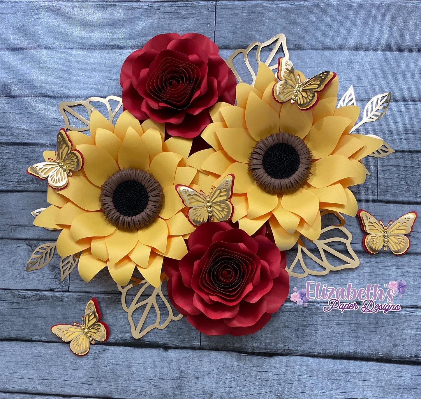 Small Set of Sunflowers and Roses.