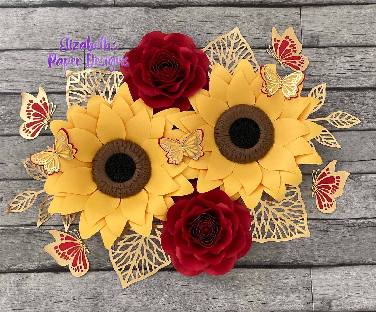 Small Set of Sunflowers and Roses.